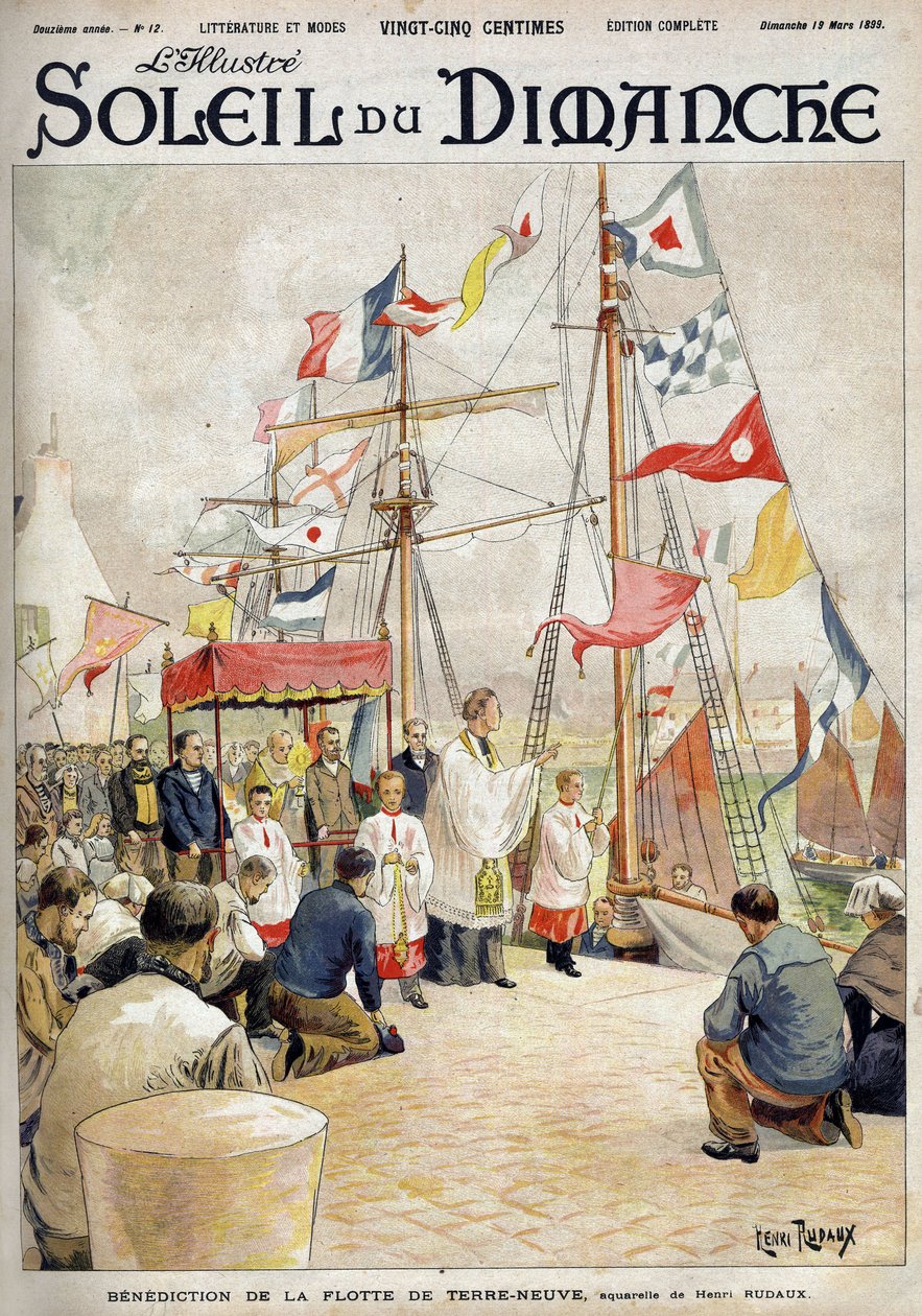 Henri Rudaux tarafından Newfoundland Filosunun Bereketi. “Le sun-du-dimanche”” üzerine gravür, 19 Mart by Henri Rudaux
