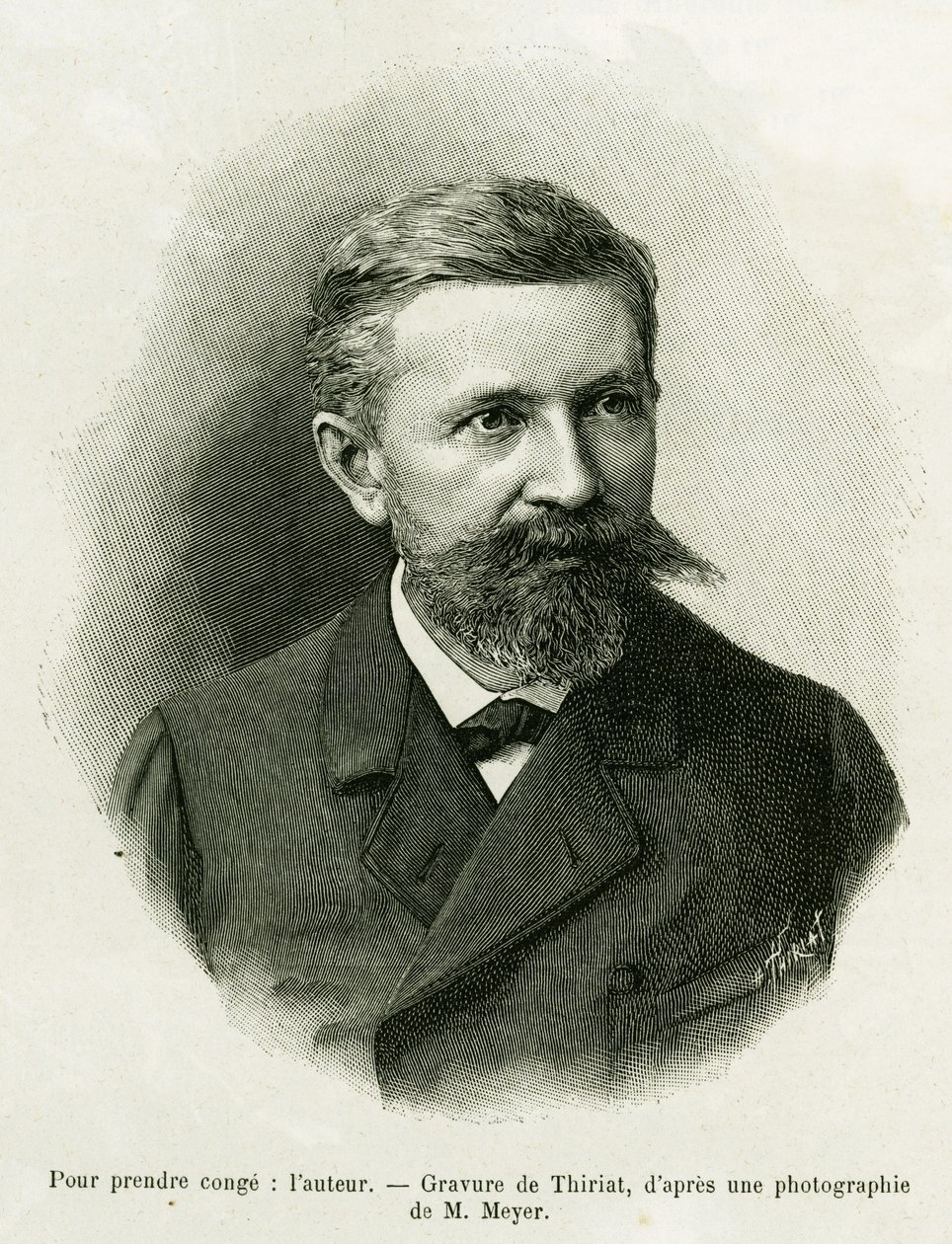 Yazarın portresi: Charles Grad (1842-1890), Alman politikacı, yazar ve doğa bilimci. Edouar'ın yönettiği tur du monde 1888'de, 1887'de Alsace ve Lorraine Yoluyla A hikayesini göstermek için Thiriat tarafından yapılan gravür, Alman milletvekili  by Henri Thiriat