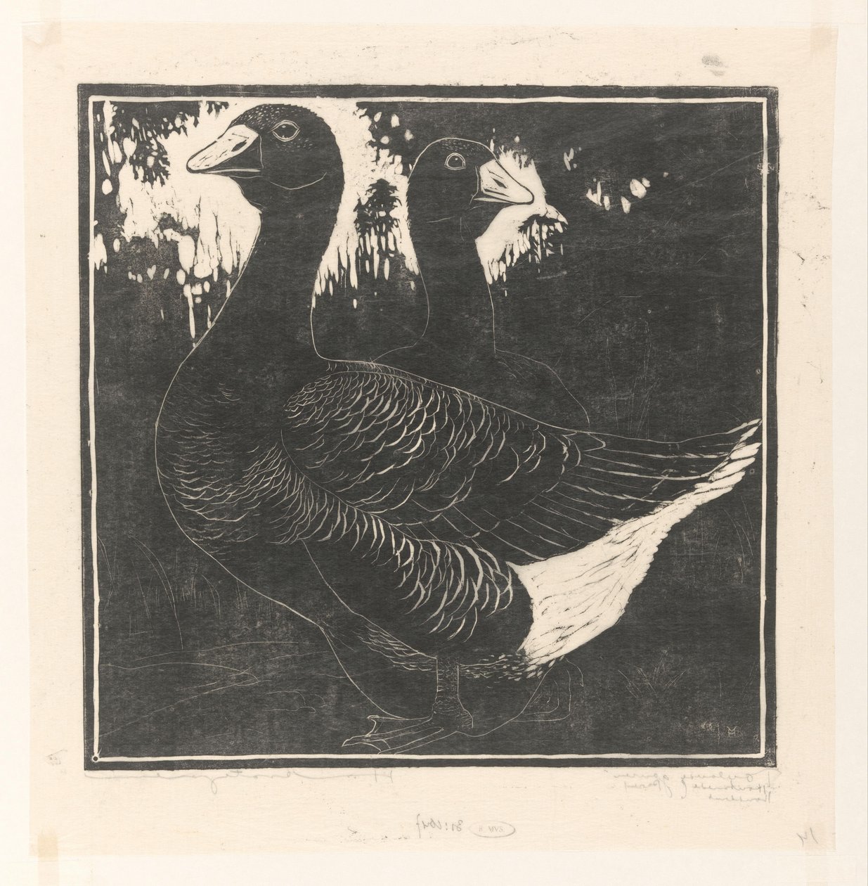Toulouse ganzen (nesne üzerindeki orijinal başlık) by Henri Verstijnen (signed by artist)