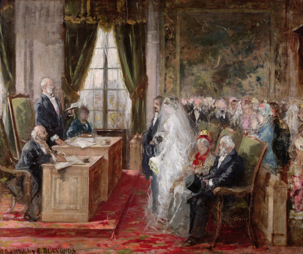 19. Bölge Belediye Binasında Sivil Evlilik Çalışması, 1881 by Henri Gervex