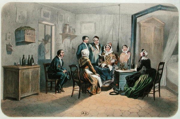Concierge ile Bir Okuma, 2. yarı 19. yüzyıl (renkli taş) by Henri de (after) Montaut