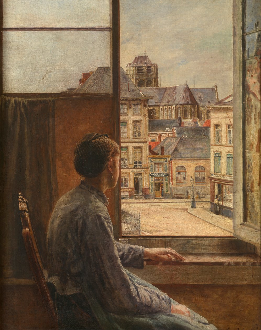 Anvers'te Teniersplace (tuval üzerine yağlıboya) by Henri de Braekeleer