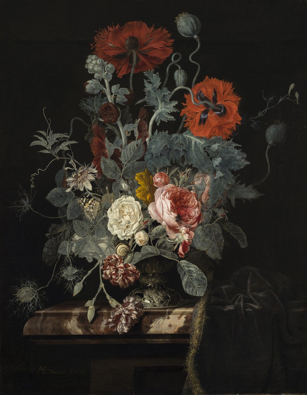 Çiçekli natürmort, 1665 by Henri de Fromantiou