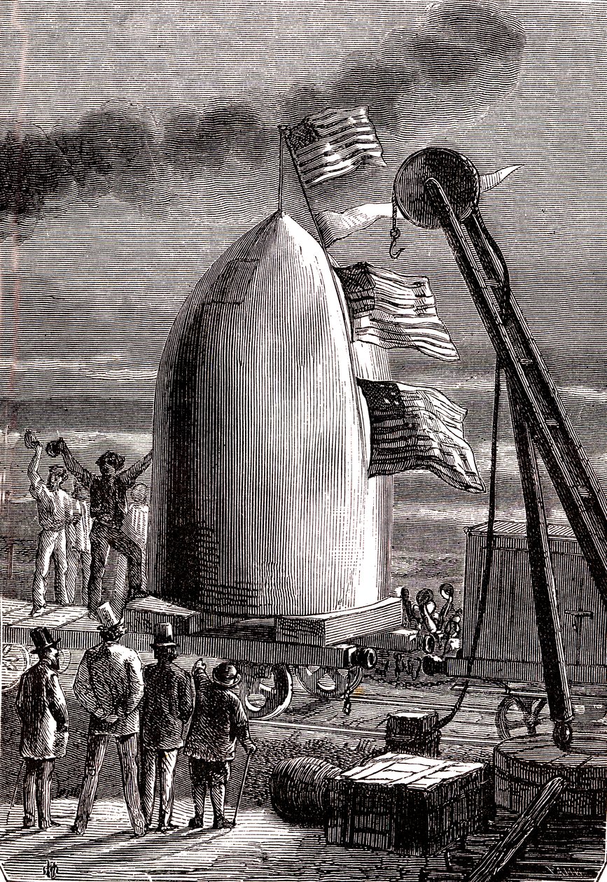 Dev silah mermisi, Jules Verne'in "Dünyadan Ay'a" adlı eseri Ay'a ateşlenmek üzere Stone's Hill'e ulaştı. by Henri de Montaut