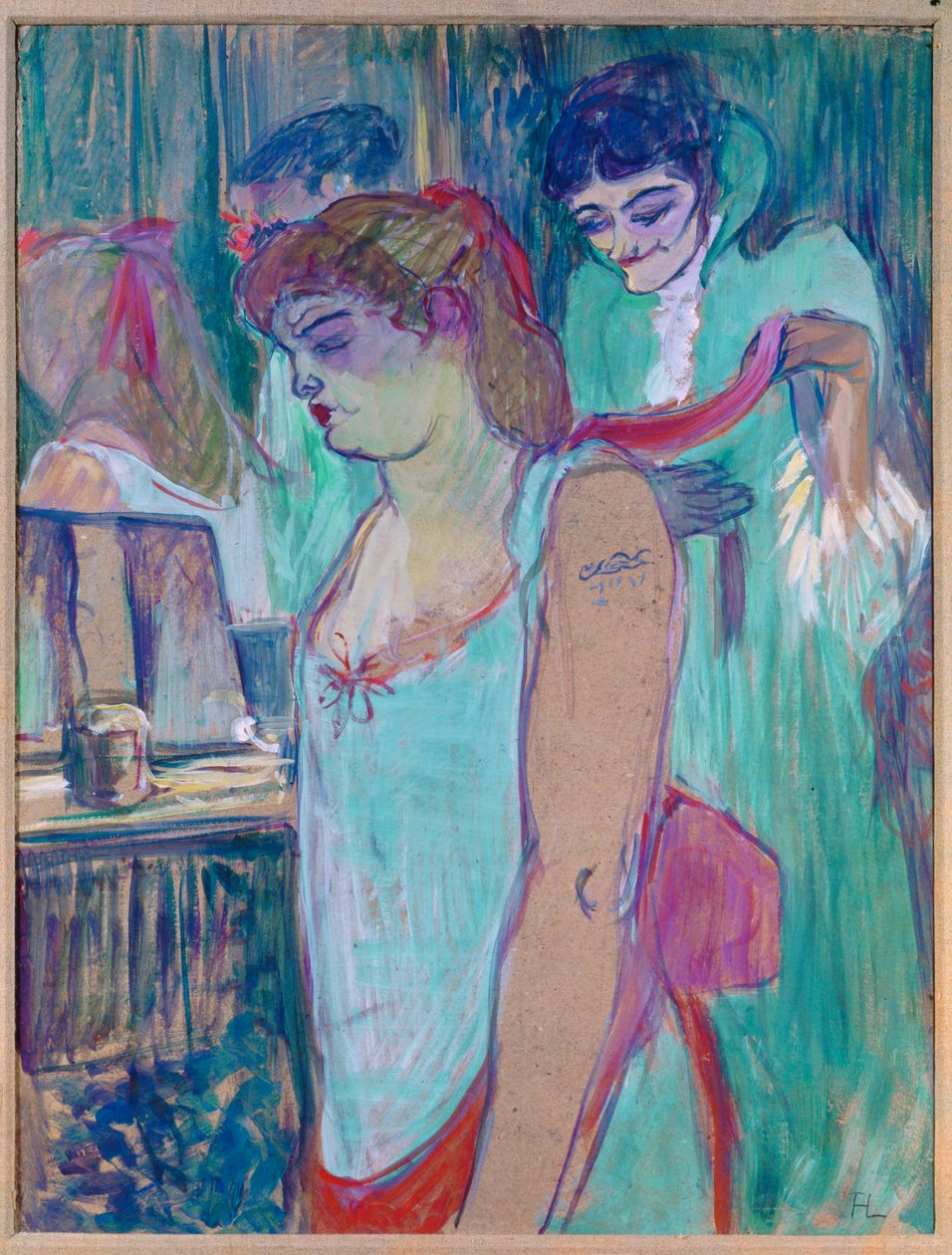 Dövmeli kadın ya da tuvalet (karton üzerine pastel) by Henri de Toulouse-Lautrec