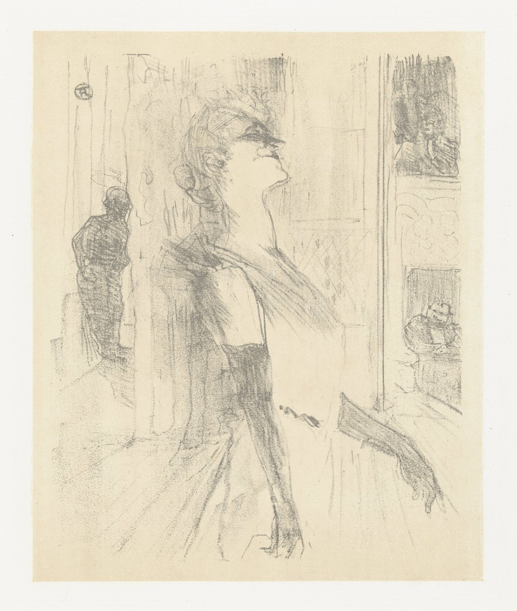 Portret van oyuncusu Yvette Guilbert tijdens optreden Yvette Guilbert sahnede Yvette Guilbert: İngiliz dizisi (dizi adı) by Henri de Toulouse Lautrec (signed by artist)
