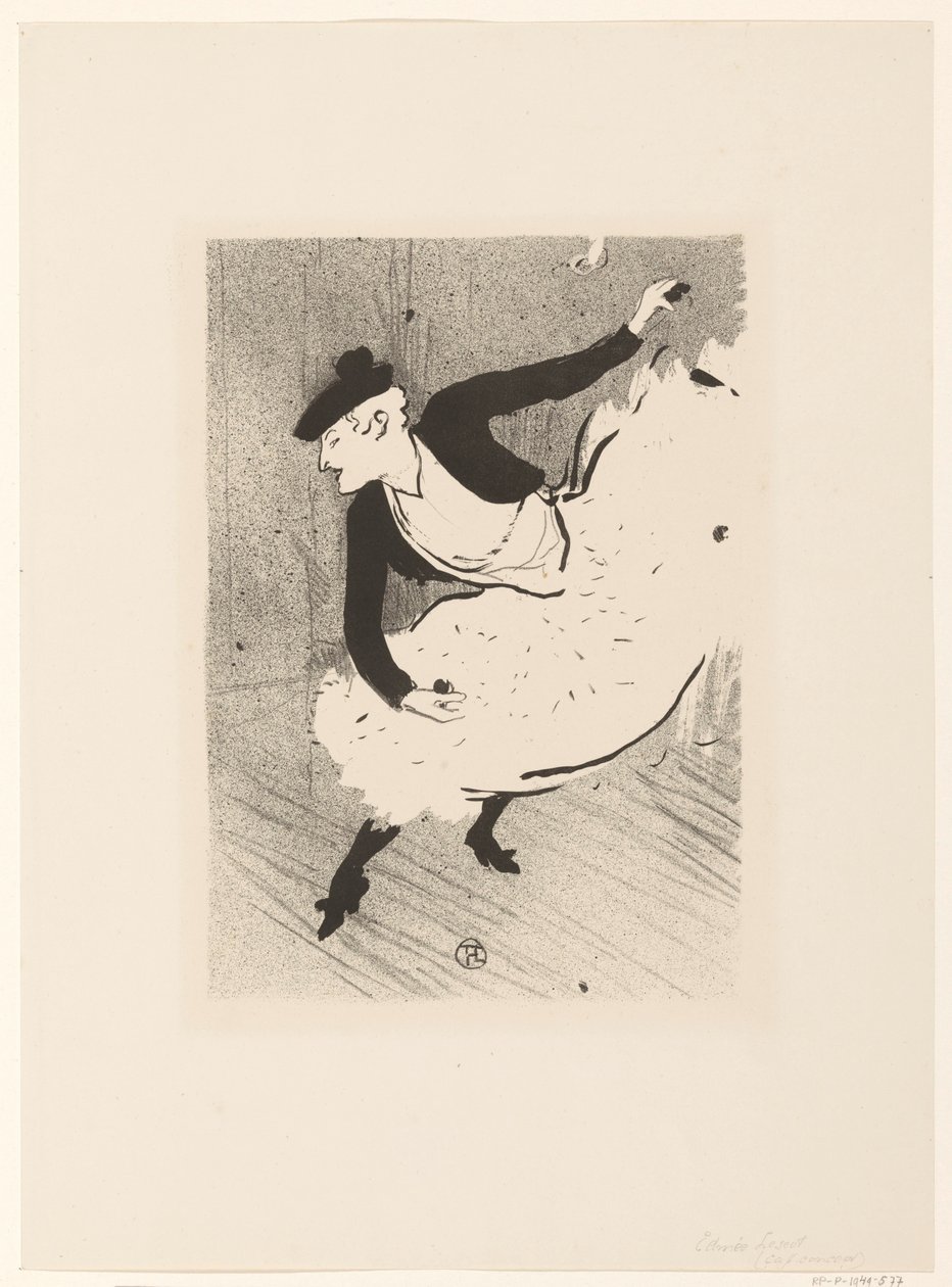 Portret van zangeres Edmee Lescot Edmee Leskot Kafe Konseri (dizi adı) by Henri de Toulouse Lautrec (signed by artist)
