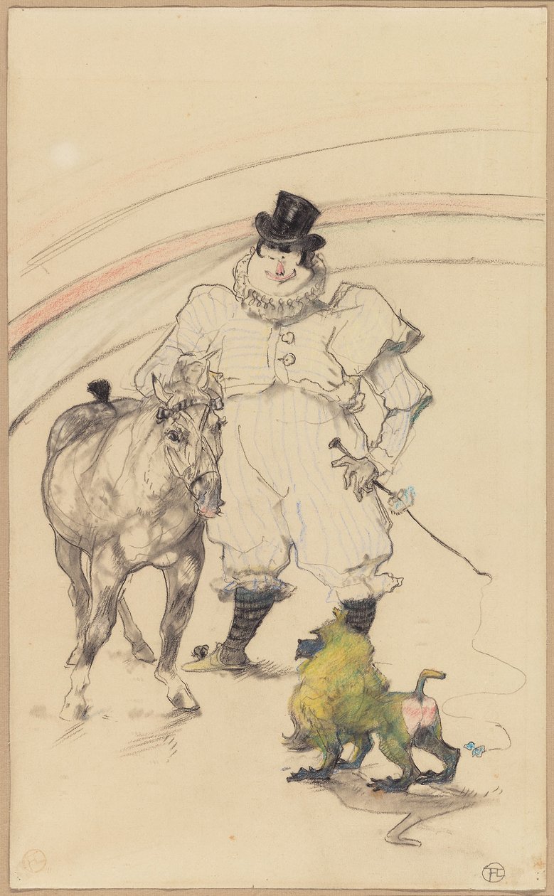 Sirkte: Eğitimli Midilli ve Babun by Henri de Toulouse Lautrec