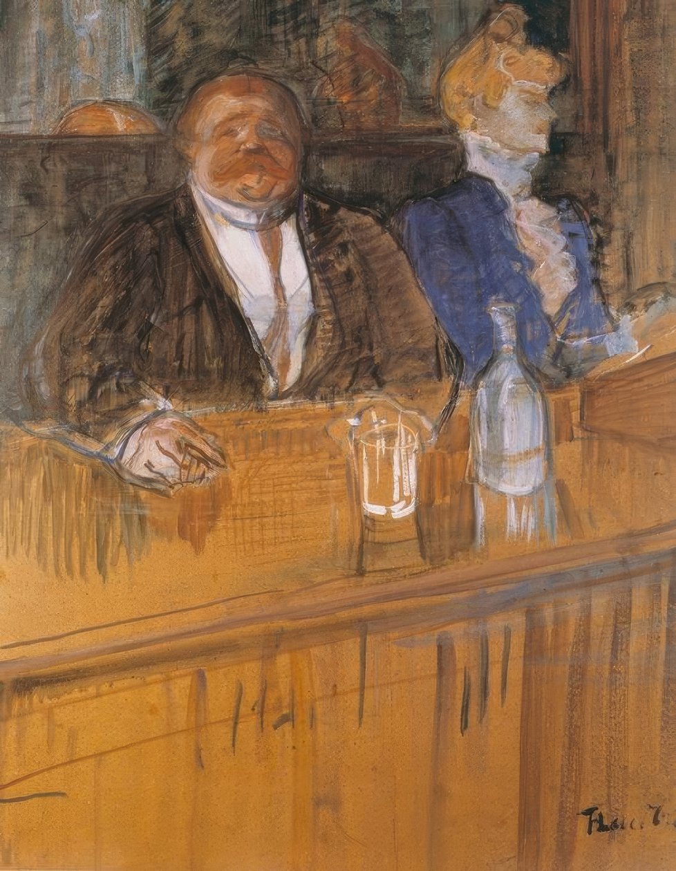 Kafede: Tüketici ve klorotik kasiyer by Henri de Toulouse Lautrec
