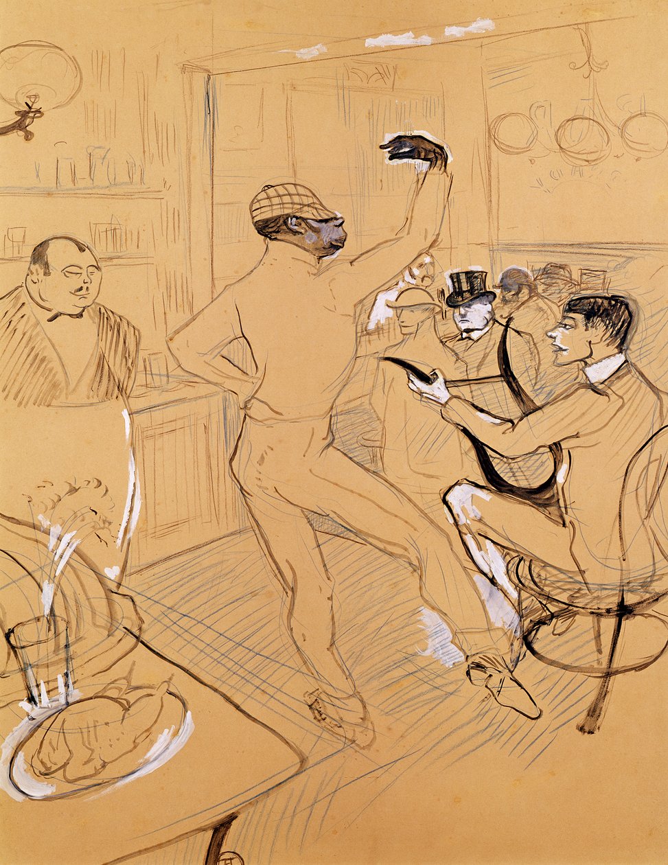 Chocolat Dancing, 1896 (kağıt üzerine kalem ve mürekkep ve renkli kurşun kalem) by Henri de Toulouse Lautrec