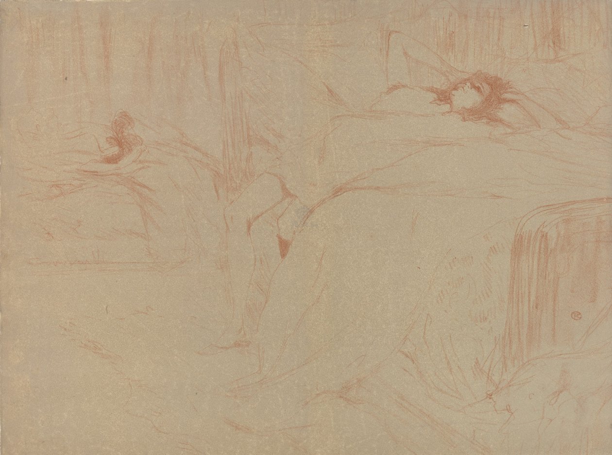Elles, 1896., 1896 dizisinden Yatakta Çöken. by Henri de Toulouse Lautrec