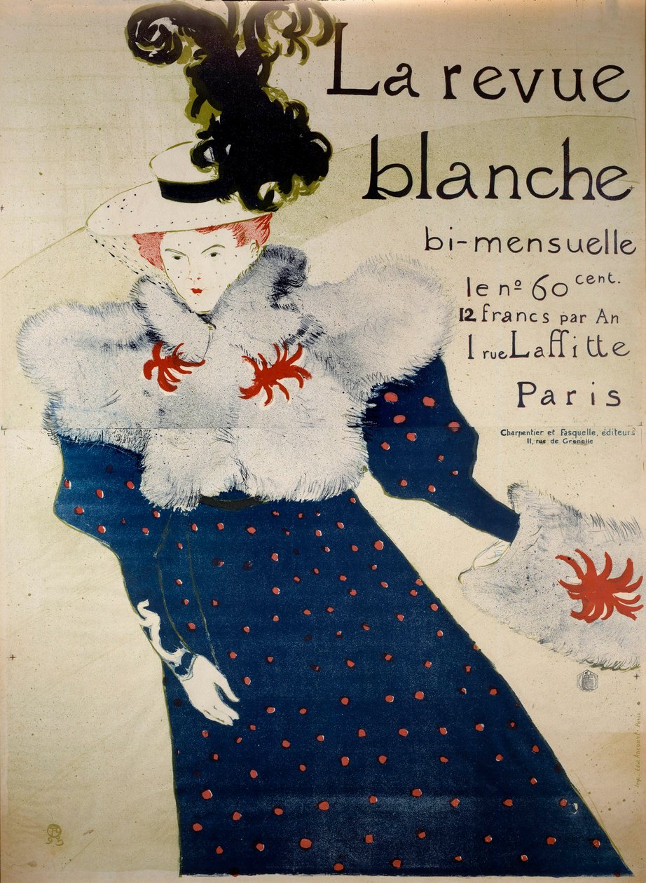 İki ayda bir yayınlanan “La revue blanche” dergisinin kapağı. Henri de Toulouse Lautrec (1864-1901) tarafından litografi by Henri de Toulouse Lautrec