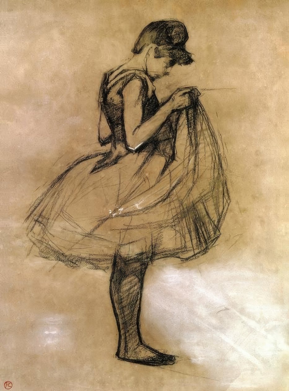 Dansçı mayosunu ayarlıyor by Henri de Toulouse Lautrec
