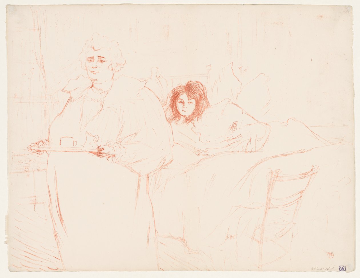Elles: Tepsi Taşıyan Kadın, Mme. Baron ve Mlle. Popo, 1896. by Henri de Toulouse Lautrec