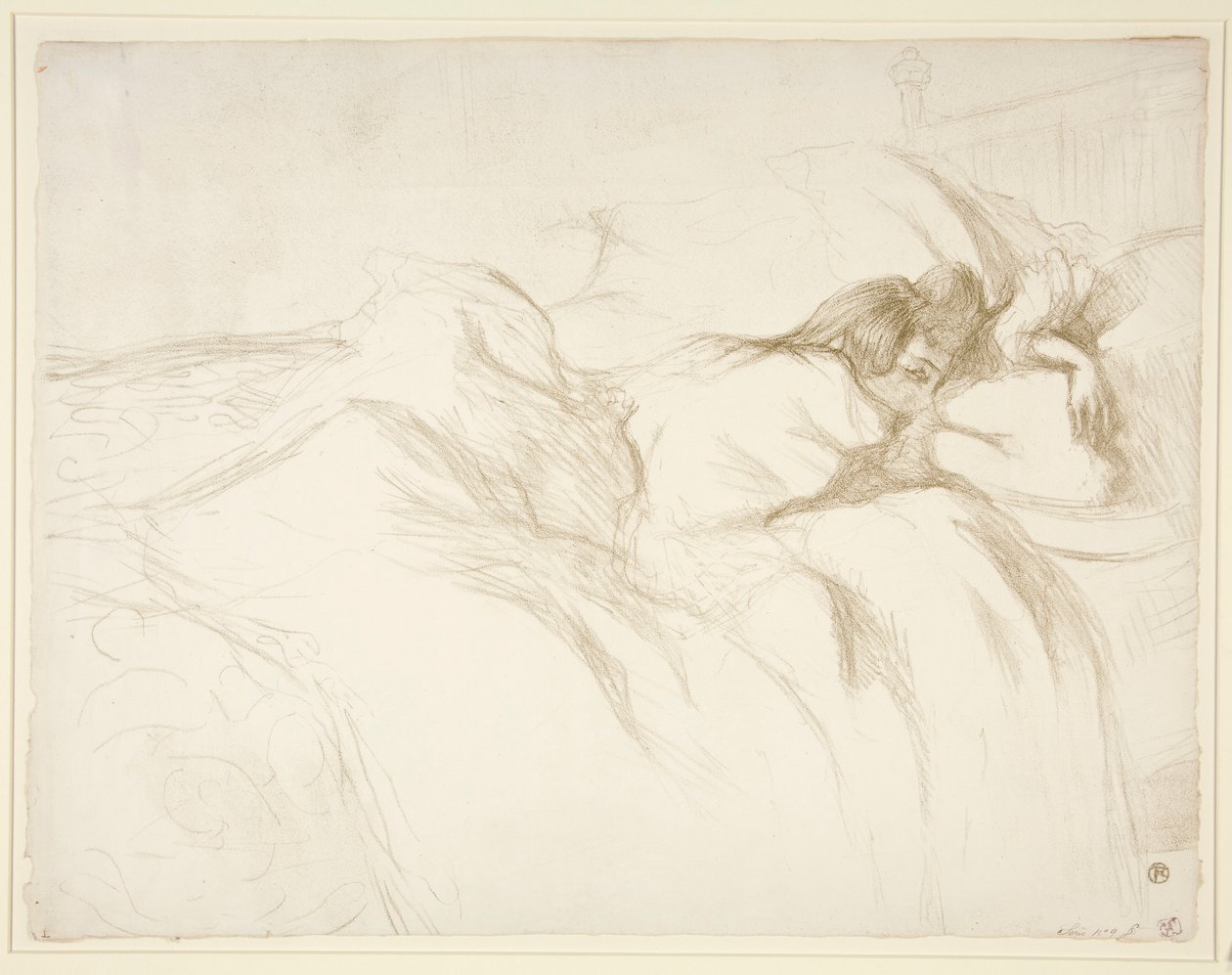 Elles dizisinden Femme couch?e, R?veil (Yatakta Uyanan Kadın), by Henri de Toulouse Lautrec