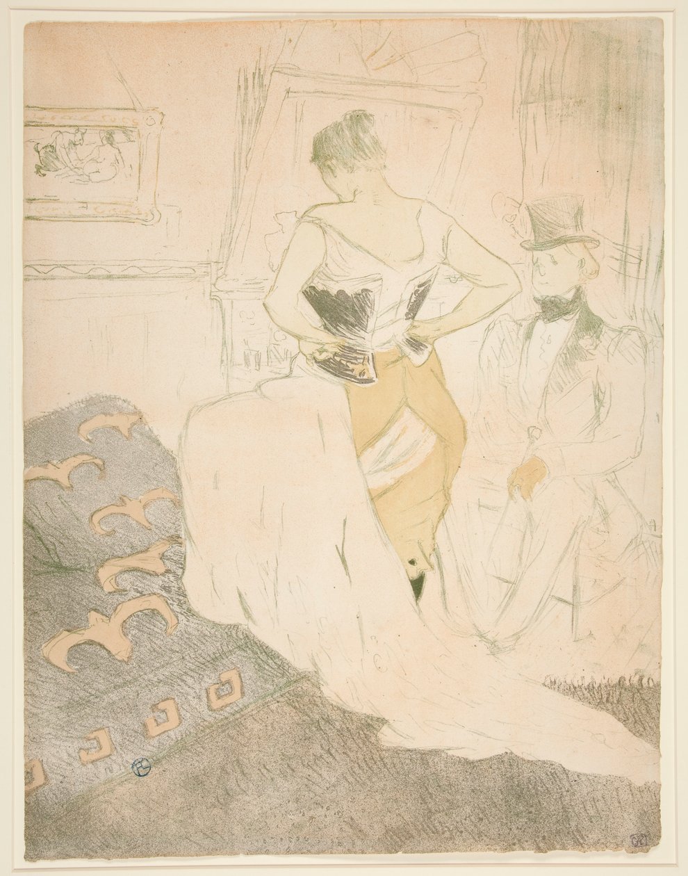 Femme en korse, conqu?te de pasaj (Korse Bağlayan Kadın, Fetih Geçmek), Elles serisinden by Henri de Toulouse Lautrec