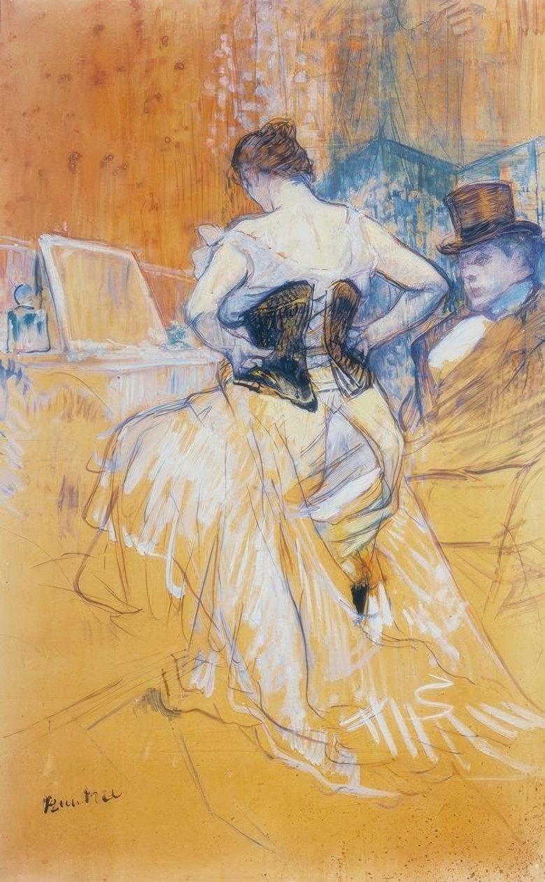 Kadın korse giyiyor, fetihten geçiyor by Henri de Toulouse Lautrec