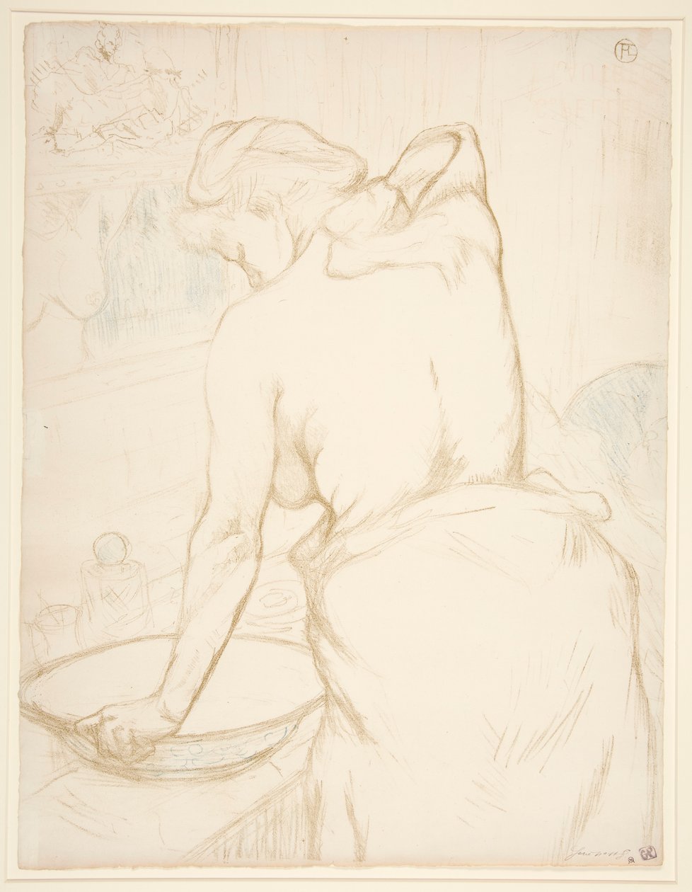 Femme qui se lave, la toilette (Kadın Tuvalette, Kendini Yıkanıyor), Elles dizisinden by Henri de Toulouse Lautrec