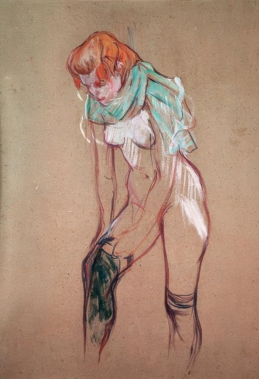 Çoraplarını çeken kadın by Henri de Toulouse Lautrec
