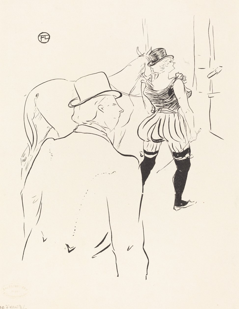 Delilerin Kanatlarında-Bergere: Bayan Lona Barrison, Menajeri ve Kocasıyla, 1895. by Henri de Toulouse Lautrec