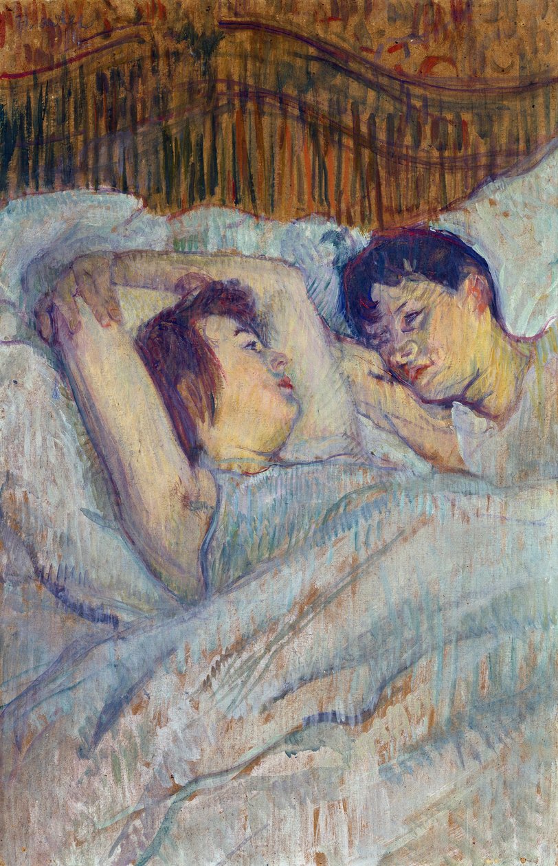 Yatakta par Toulouse-Lautrec, Henri, de (1864-1901). karton üzerine yağ by Henri de Toulouse Lautrec