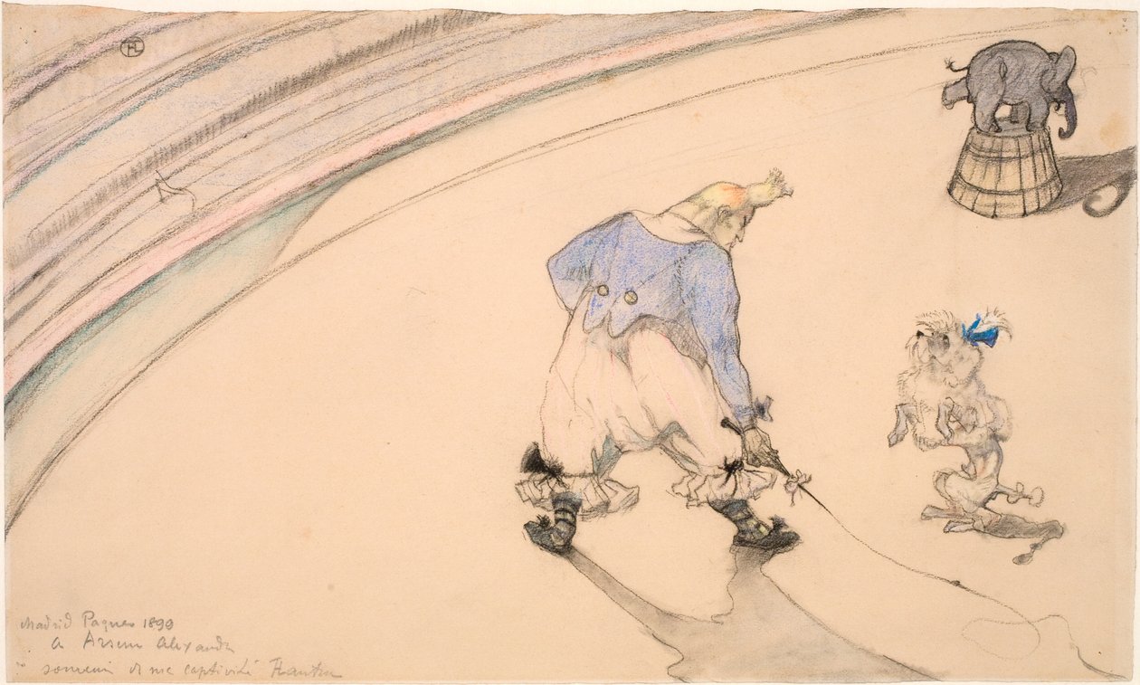 Sirkte - Hayvan terbiyecisi olarak palyaço Footit by Henri de Toulouse Lautrec