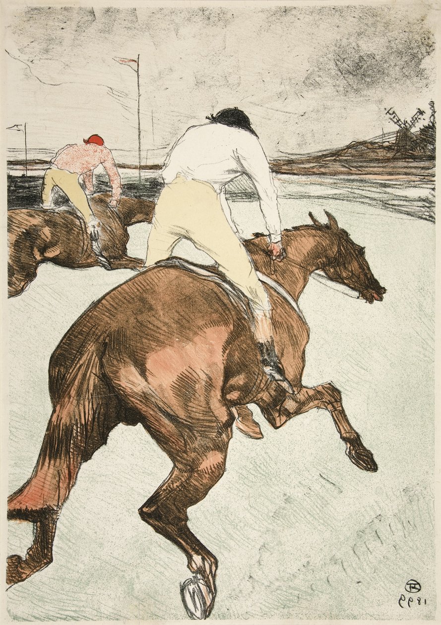 Jokey – Yarış atları, pub. 1899 (renkli taş) by Henri de Toulouse Lautrec