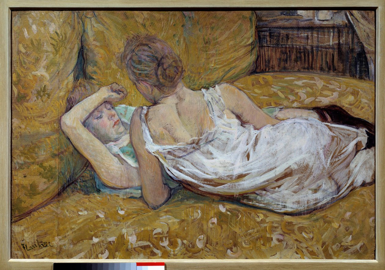 Les deux friendies Yatakta yatan genç kadınlar - Resim Henri de Toulouse Lautrec (1864-1901) 1895 Koleksiyon privee - The iki arkadaş - Tablo Henri de Toulouse Lautrec (1864-1901) tarafından by Henri de Toulouse Lautrec