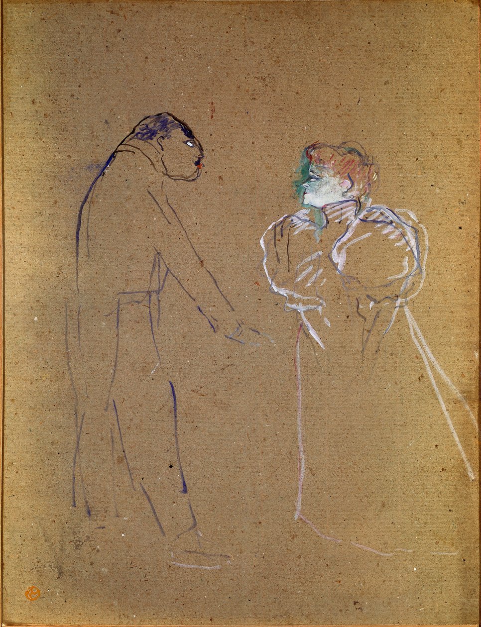 Lucien Germain Guitry (1860-1925) ve Jeanne Granier. Çizim Henri de Toulouse-Lautrec (Toulouse Lautrec) by Henri de Toulouse Lautrec