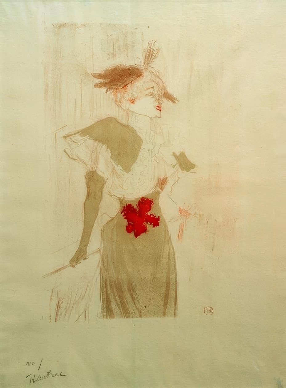 Bayan Marcelle Lender, ayakta by Henri de Toulouse Lautrec