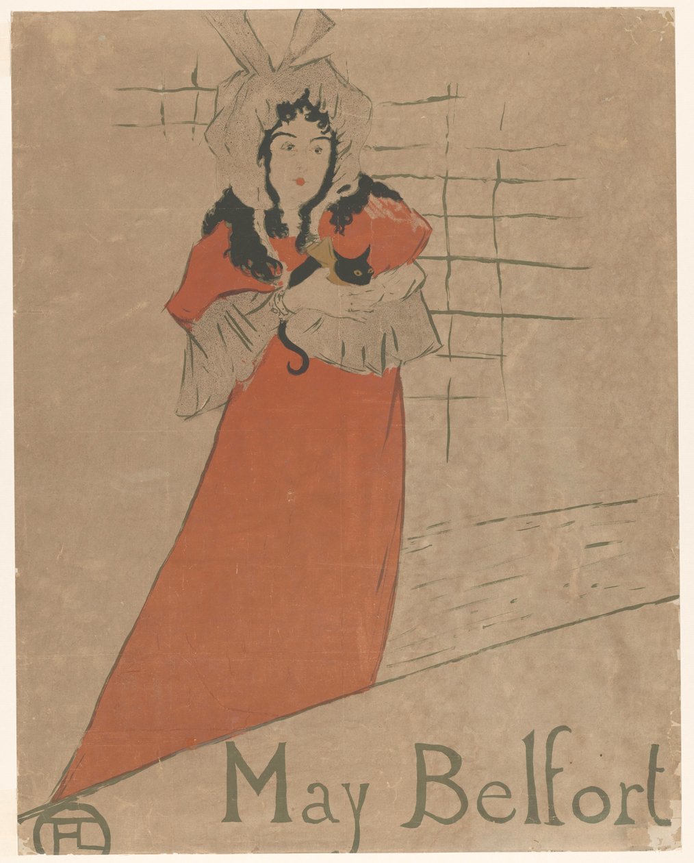 Belfort kucağında bir kediyle olabilir Mayıs Belfort (nesnedeki başlık) by Henri de Toulouse Lautrec