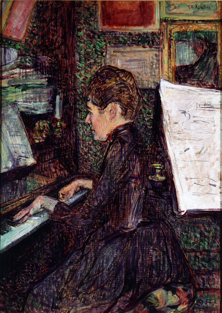 Piyanoda Bayan Dihau. Henri de Toulouse-Lautrec tarafından yapılan resim (Toulouse Lautrec by Henri de Toulouse Lautrec