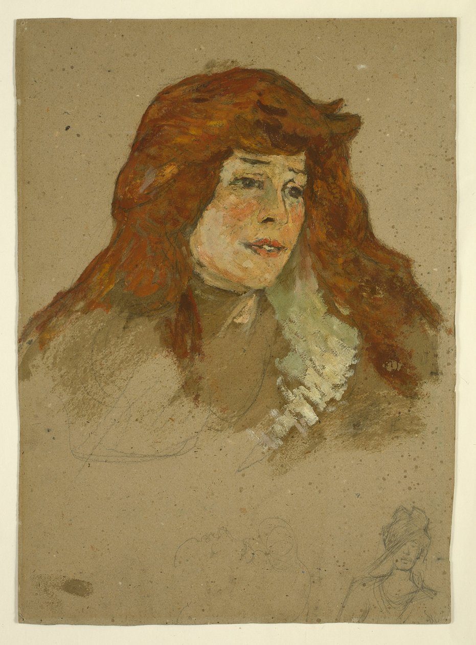 Madam Lili Grenier (rekto); Kilise ile Peyzaj (verso) by Henri de Toulouse Lautrec
