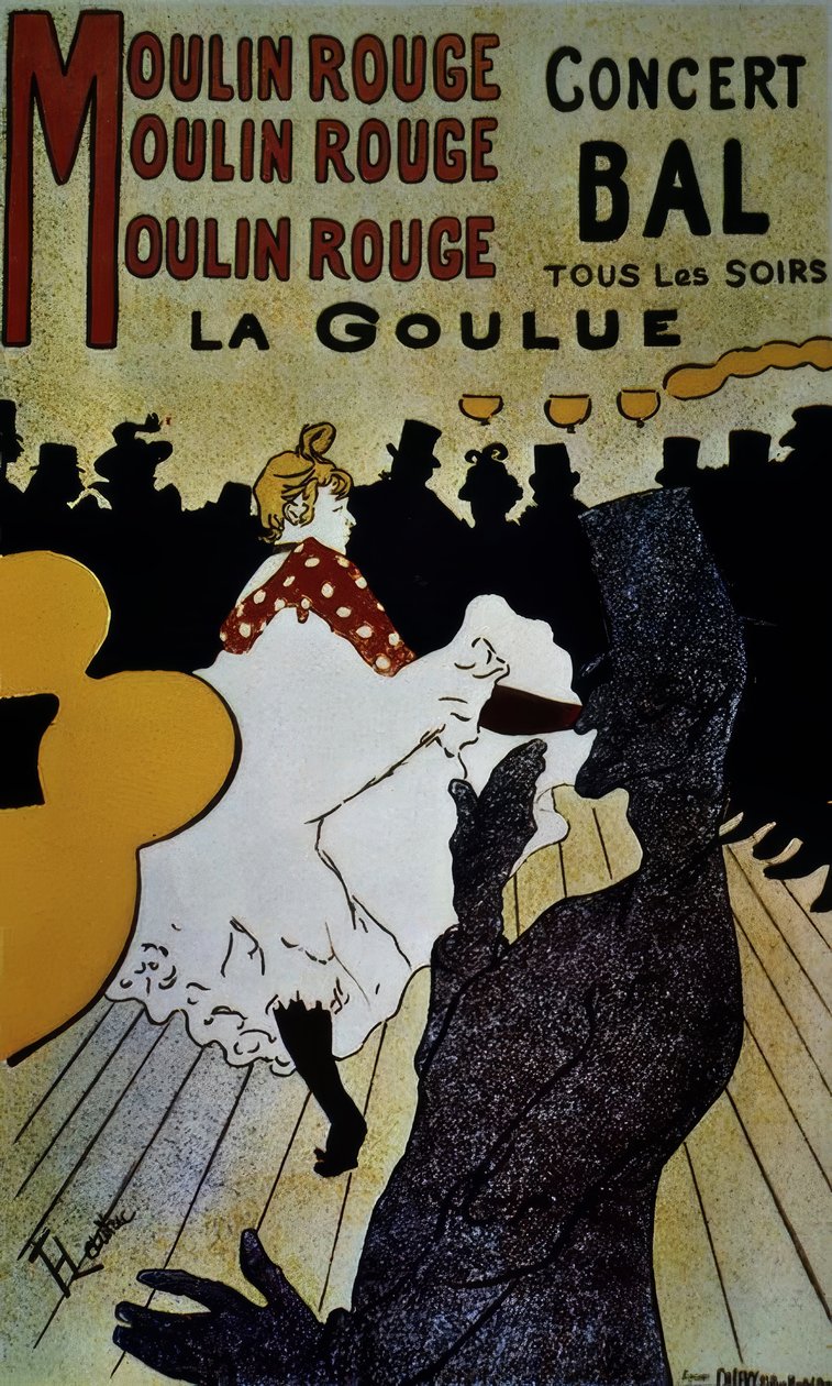 Moulin Rouge: La Goulue - 1891 - 191 × 117 cm - renkli litografi by Henri de Toulouse Lautrec