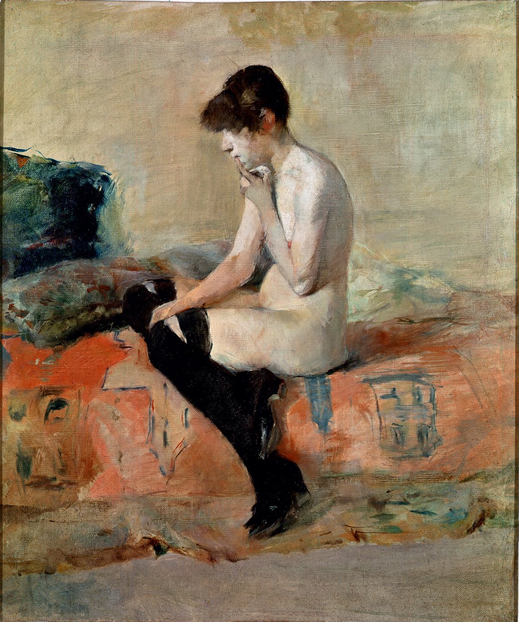 Çıplak çalışma. Kanepede oturan çıplak kadın. Henri de Toulouse-Lautrec tarafından yapılan resim (Toulouse Lautrec by Henri de Toulouse Lautrec
