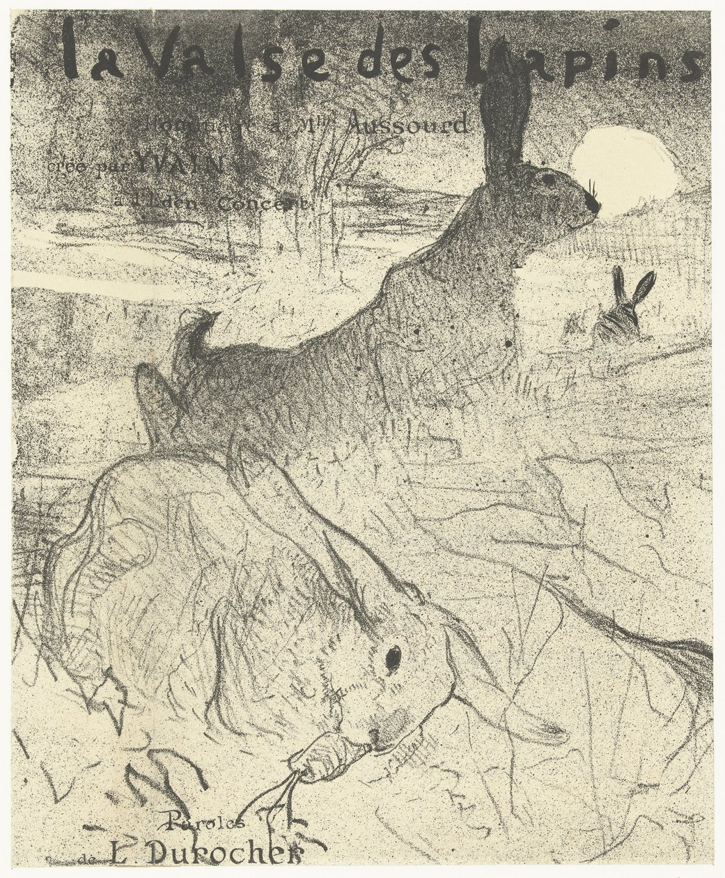 Manzarada tavşanlar ile şarkı La Valse des Lapins ile müzik sayfası için kapak La Valse des lapins (nesne üzerindeki başlık) by Henri de Toulouse Lautrec