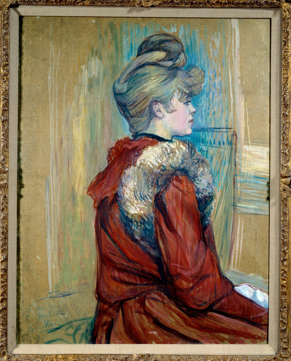 Kürklü bir kızın portresi “Le Moulin de La Galette” için çalışma Resim Henri de Toulouse Lautrec (1864-1901) 1889 Özel koleksiyon - Kürklü bir kızın portresi. “Le Moulin de la Galette” için çalışma. Henri de Toulouse-Lautrec