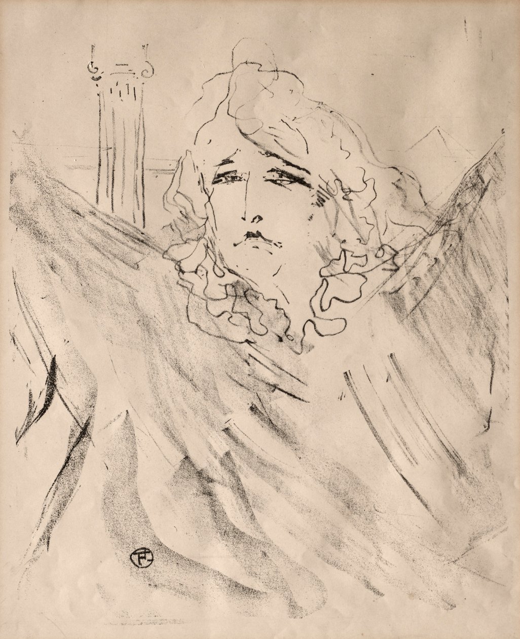Aktör ve Aktris Portreleri: On Üç Taş Baskı: Sarah Bernhardt, 1898. by Henri de Toulouse Lautrec