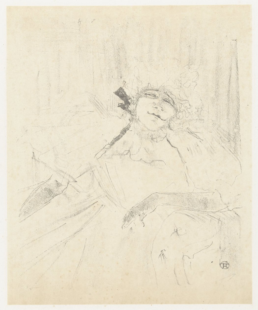 Portret van Yvette Guilbert koltukta op toneel Yvette Guilbert (eski şarkı) Yvette Guilbert: İngiliz dizisi (dizi adı) by Henri de Toulouse Lautrec