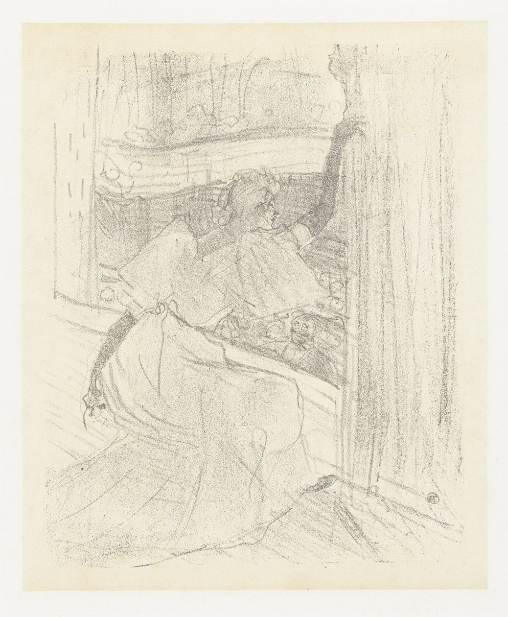 Portret minibüs oyuncusu Yvette Guilbert, her şeyi yayımladı. Yvette Guilbert seyirciyi selamlıyor Yvette Guilbert: İngiliz dizisi (dizi adı) by Henri de Toulouse Lautrec