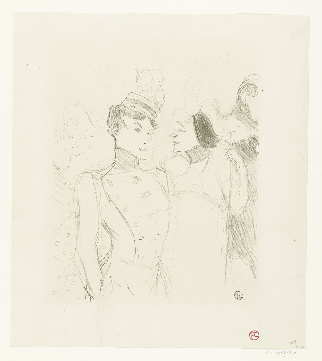 Théâtre des Variétés Lender et Lavallière'de en revüde Portret van aktrisleri Marcelle Lender ve Eve Lavallière by Henri de Toulouse Lautrec