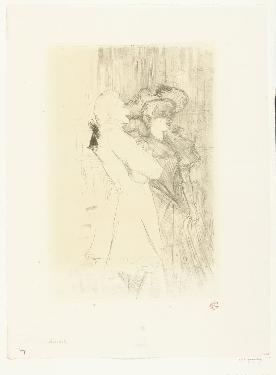 La Chanson de Fortunio Lender et Aguez operetinde şarkıcı Marcelle Lender ve şarkıcı Numa Aguez'in portresi by Henri de Toulouse Lautrec