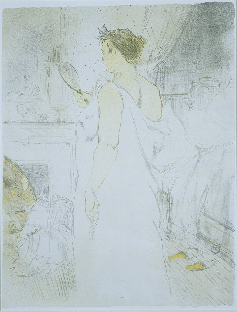 Ayakta duran kadın bir el aynasına bakıyor Femme bir glace (orijinal başlık) La glace a main (orijinal başlık) O (dizi adı) Ellen (dizi adı) by Henri de Toulouse Lautrec