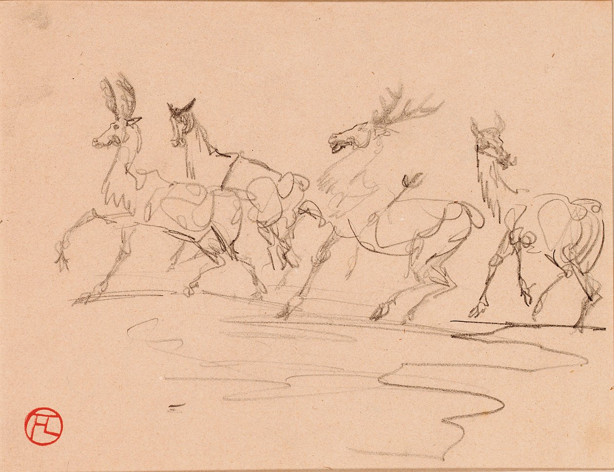 Geyikler ve Hinds by Henri de Toulouse Lautrec