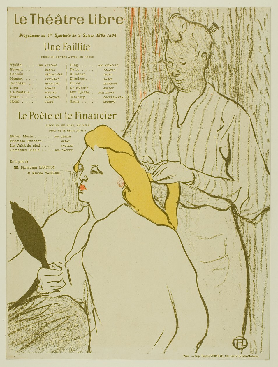 Kuaför, Theatre Libre Programı by Henri de Toulouse Lautrec