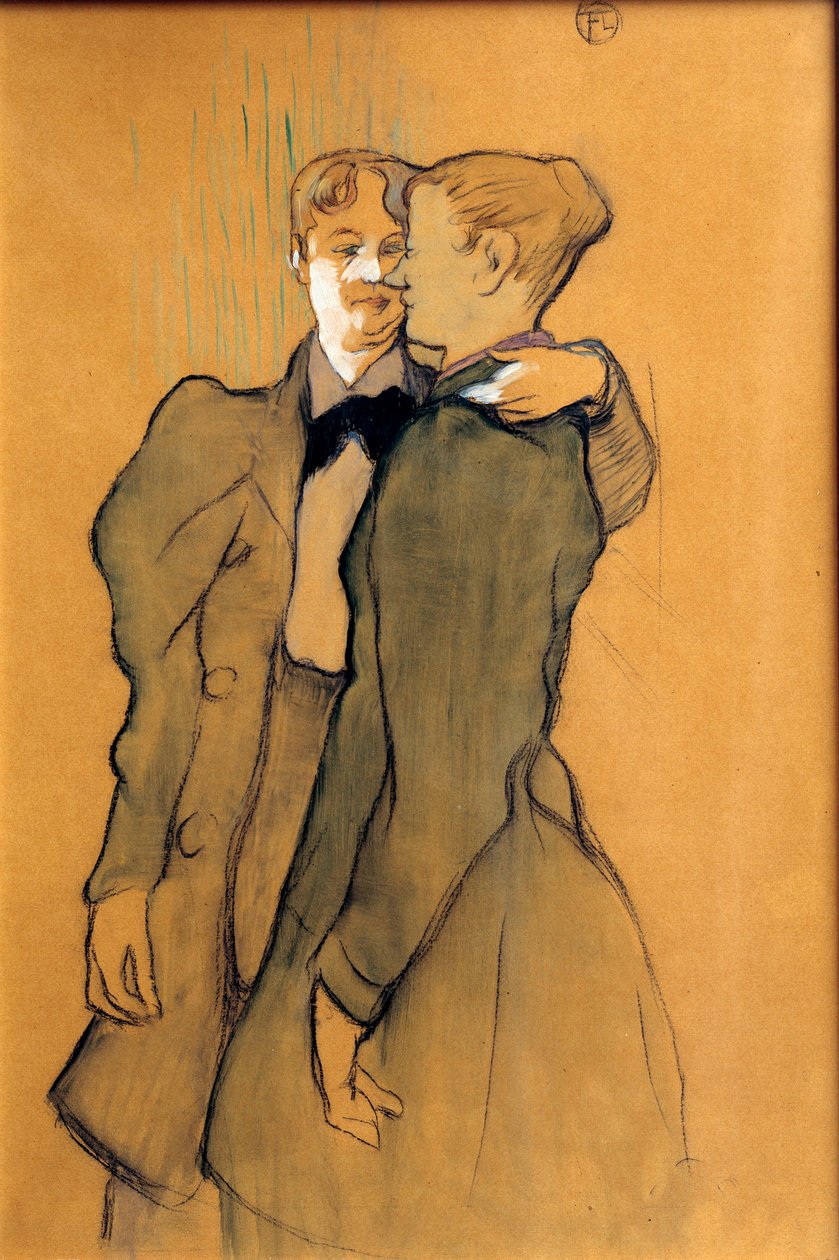 Yürüyen iki kadın. Çizim Henri De Toulouse Lautrec (Toulouse-Lautrec) by Henri de Toulouse Lautrec