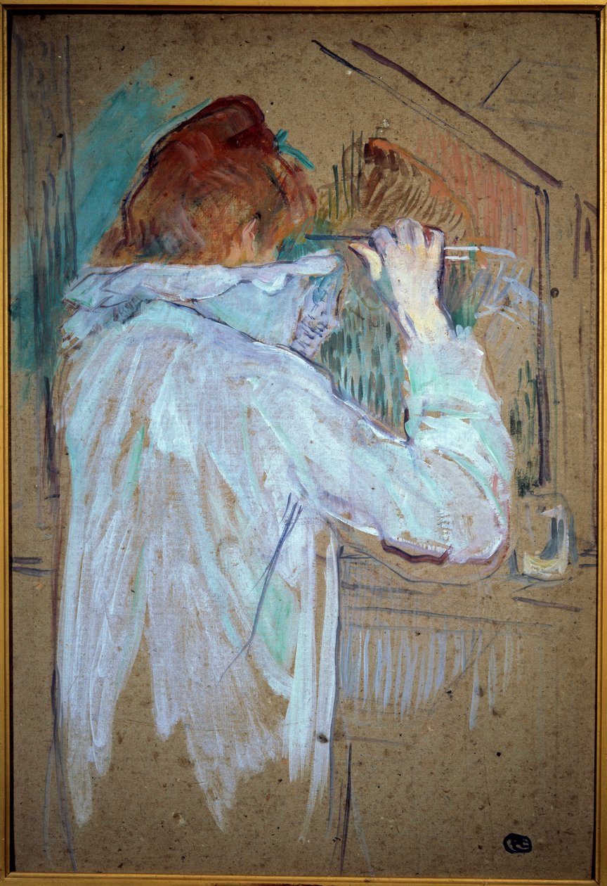 Karton üzerine Kadın Curling Tablosu Henri de Toulouse Lautrec (1864-1901) 1891 Sun. 0.54x0.36 m Toulouse, Güzel Sanatlar Müzesi by Henri de Toulouse Lautrec