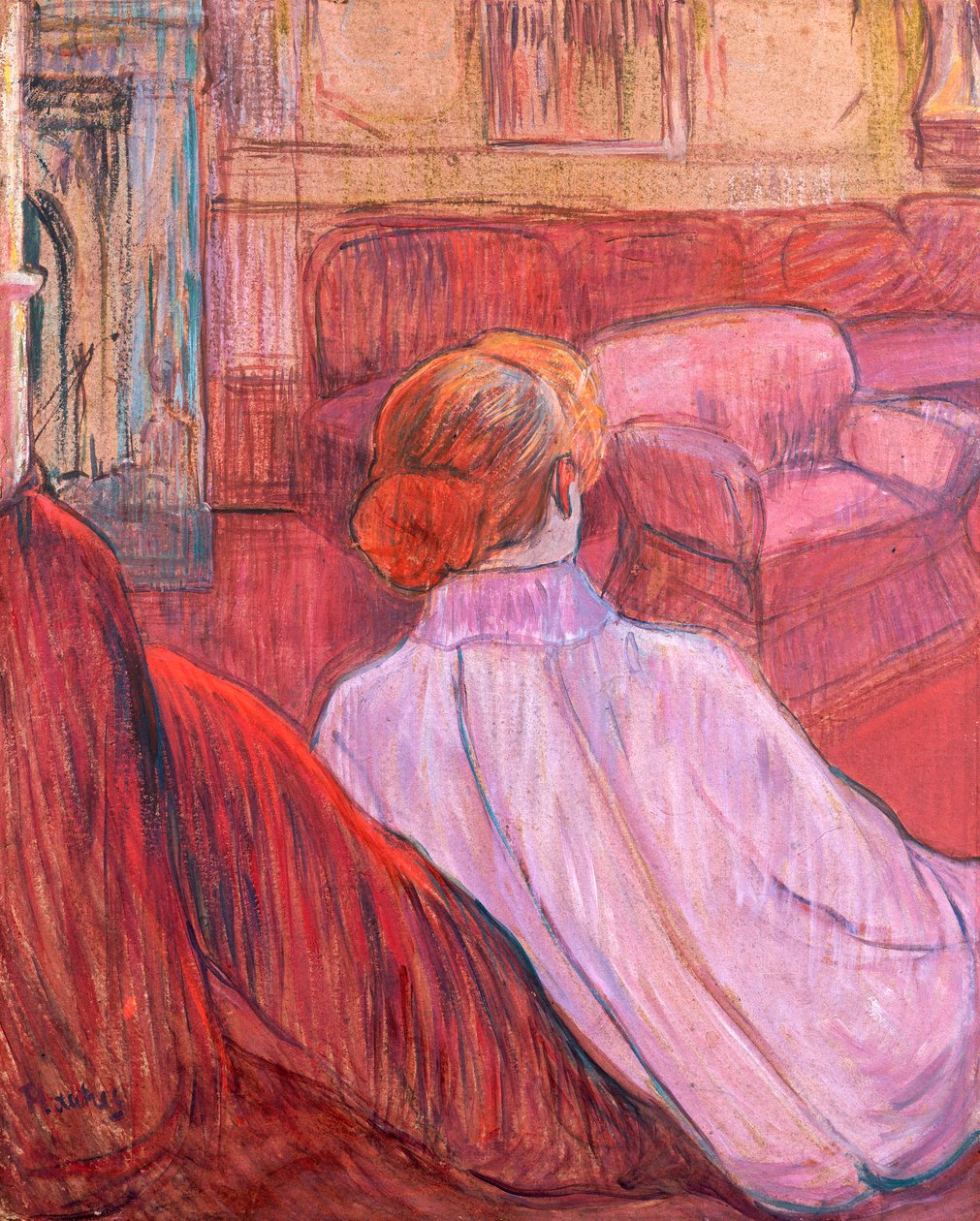 Kırmızı Kanepede Oturan Kadın by Henri de Toulouse Lautrec