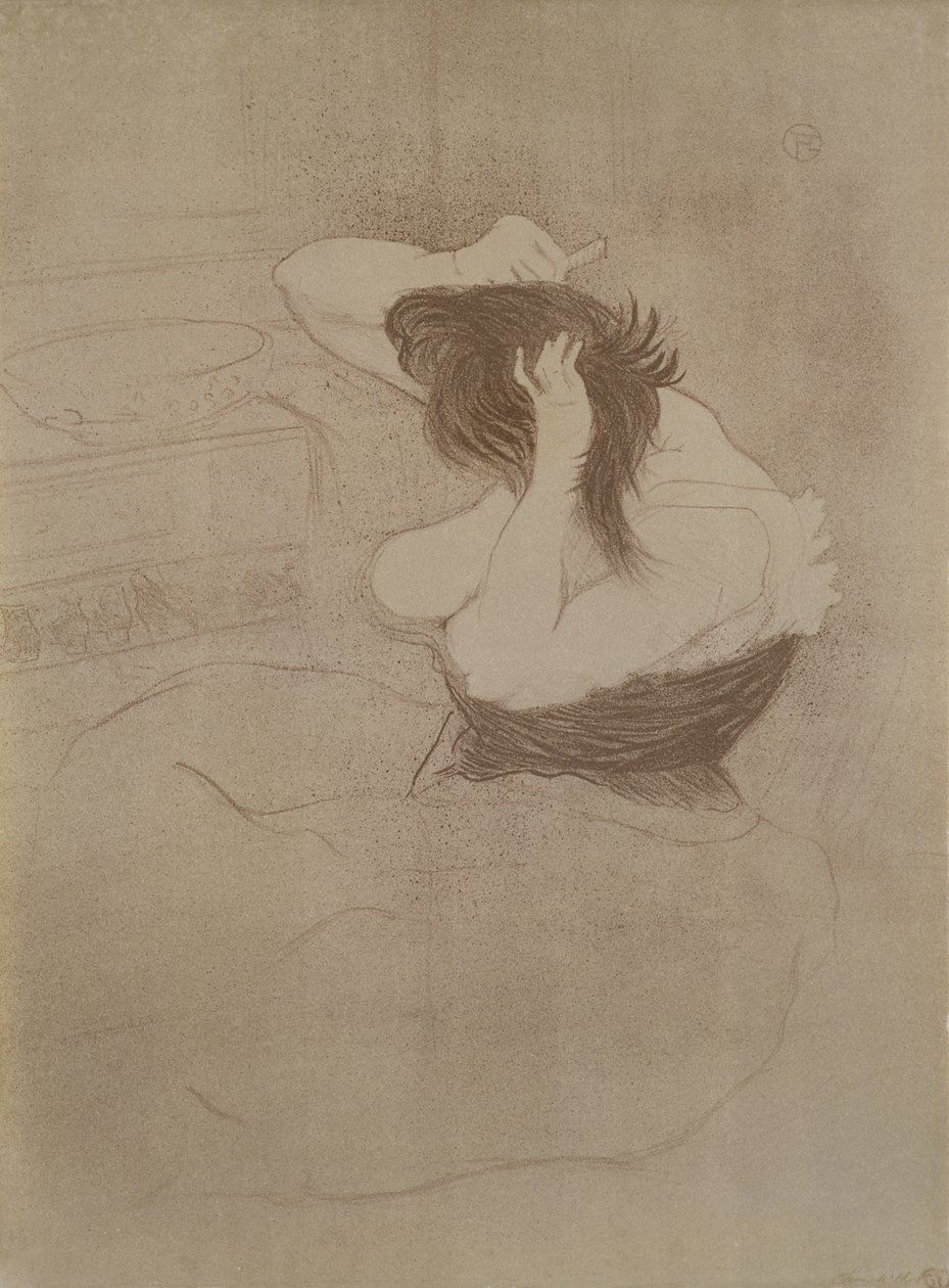 Saçını tarayan kadın, 'Elles'ten, 1896 by Henri de Toulouse Lautrec