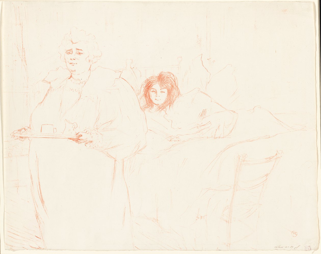 Tepsili Kadın—Kahvaltı (Madame Baron ve Matmazel Popo), Elles'ten iki tabak by Henri de Toulouse Lautrec